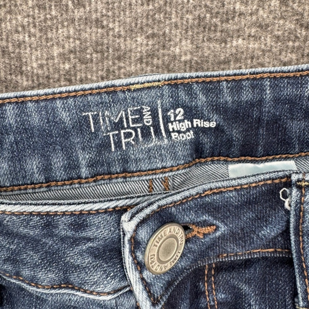 Time and Tru Womens High Rise Bootcut western Jeans Dark Wash Blue Size 12 - Picture 4 of 7